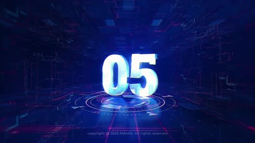 Digital Glitch Countdown 10 sec Horizontal Background