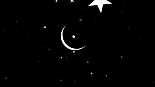 Eid Mubarak Greeting with Animated Crescent Moon and Stars