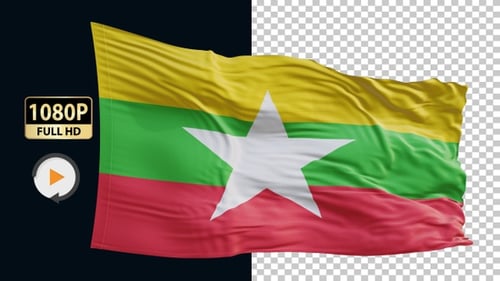 Flagge Myanmars HD Loop Alpha