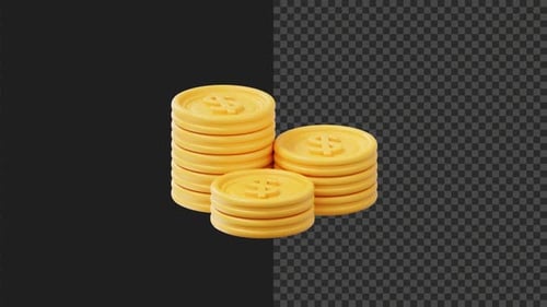 3D Cute Stylized Coin Stuck Animation | FHD | Transparent Background | Alpha Channel | 6s