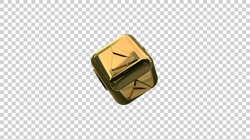 3D Golden Rotating Checkmark Cube Icon Logo Animation