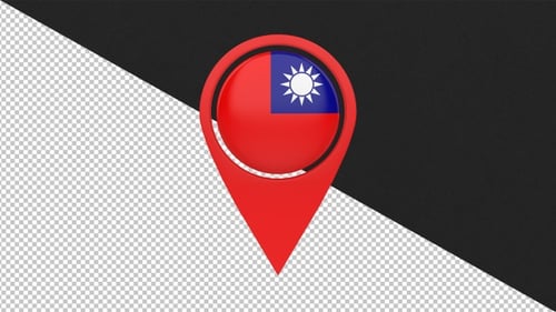 Animated 3D Taiwan Flag Map Location Pin