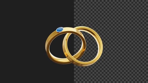 4k Animation of 3D Gold Wedding Rings