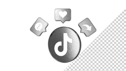 3D Metallic TikTok Social Media Icons Animation