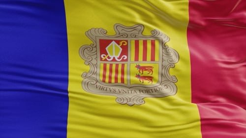 Realistic Andorra Flag Waving in the Wind