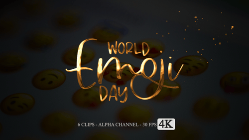 Animated World Emoji Day Text Reveal with Particles Pack