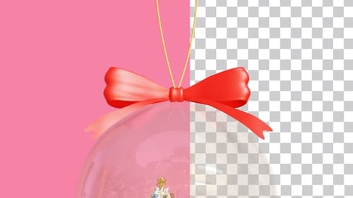 Festive Christmas Tree And Snowman Ornament Gently Swinging