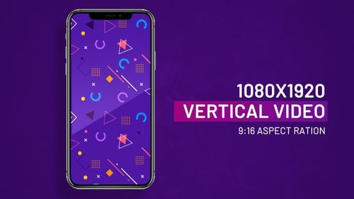 Memphis style looping geometric background pattern vertical video for social media posts