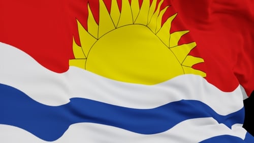 The Kiribati with alpha channel waving in the wind in slow motion