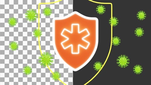 3D Animation of Digital Shield Against Viruses | Alpha Channel