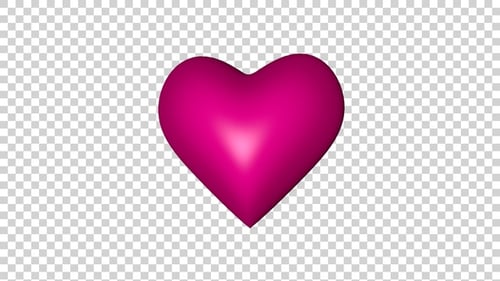 Animated 3D Shiny Magenta Heart Rotation Loop