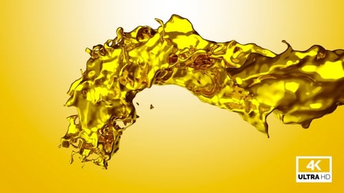 Dynamic Golden Liquid Fluid Splashing Element