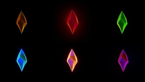 Animation and Glow of the Magic Crystal | Pack 6 HD Stones