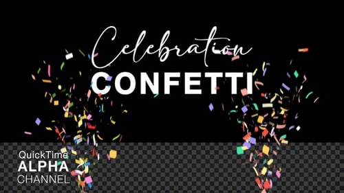 Colorful Confetti Falling with Alpha Channel Overlay