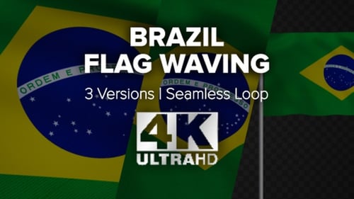 Realistic Waving Brazil Flag Animation in Seamless Loop
