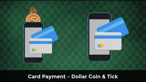 Digital Payment with Smartphone, Credit Card, and Coin Animation