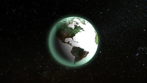 Animated Rotating Earth Globe with Green Aura