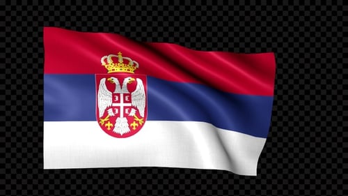 Seamlessly Looping Serbian Flag Waving with Alpha Channel