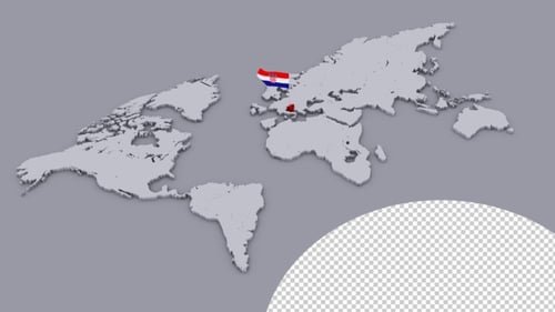 World Map with Waving Flag Over Croatia