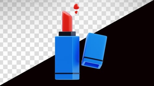Minimalist 3D Lipstick Opening and Closing Animation
