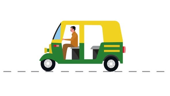 Animated Flat Design Auto-Rickshaw Driving Loop, Backgrounds Motion ...