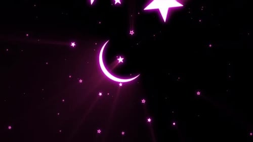 Glowing Crescent Moon and Stars Eid Mubarak Animation