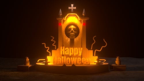 Glowing Halloween Tombstone Title Animation