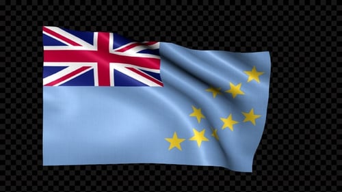 Realistic Tuvalu National Flag Waving Animation on Transparent Background