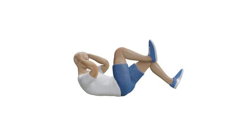 3D Man Performing Crunches Exercise Loop on Transparent Alpha Channel