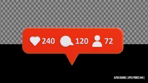 3D Like, Comment, Follower Notification Animation | Alpha Loop