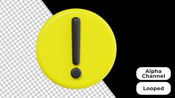 3D Animated Warning | Alpha Channel, Elements Motion Graphics ft ...