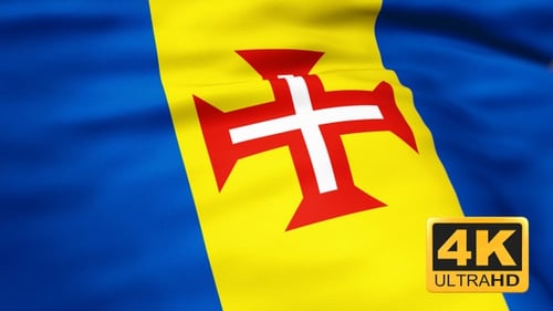 Realistic Waving Flag of Madeira Loop