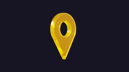 Animated 3D Yellow Location Pin Icon