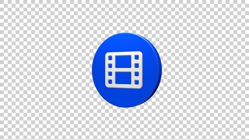 Film Strip Icon Rotating Blue