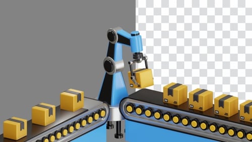 3D Animation of Industry with Smart Manufacturing | Alpha Channel