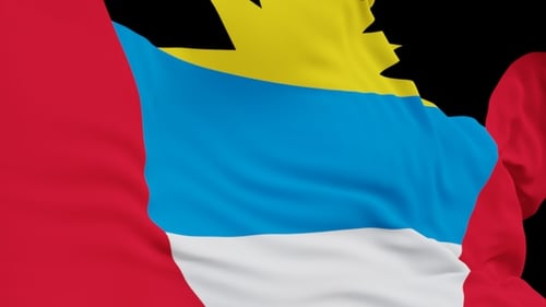 The Antigua and Barbuda with alpha channel waving in the wind in