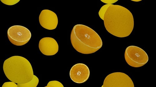 Falling Lemons and Oranges Fruit Animation