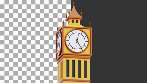 Animación 3D de Clock Tower Timelapse | Alpha Channel