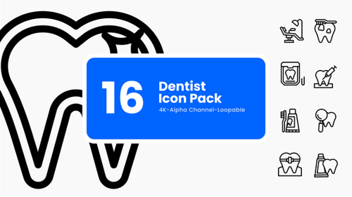 Animated Dental Health and Medical Line Icons Pack