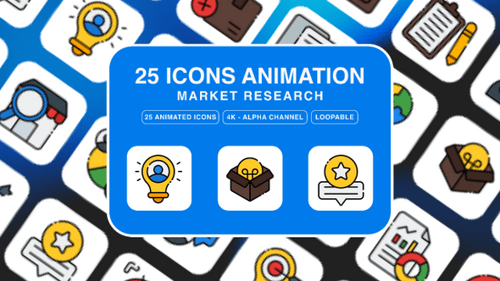 25 Animated Flat Icons for Market Research and Business Data