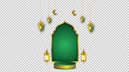 Ramadan Eid 3D Lantern and Crescent Moon Arch Animation