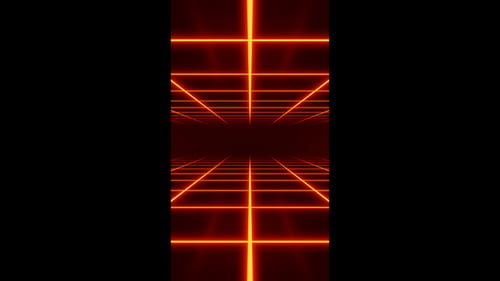 Vertical video retro synthwave wireframe grid tunnel animation background