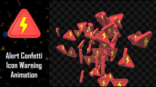 Falling 3D Electrical Warning Symbols Animation