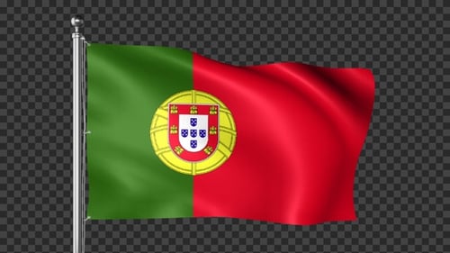 Realistic Waving Portugal National Flag Loop