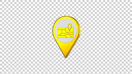 Rotating 3D Gold Map Pin Location Marker