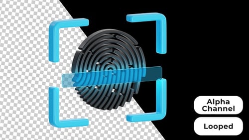 3D Animated Fingerprint Scan | Alpha Channel
