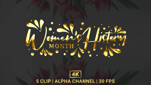 Animated Women's History Month Titles in Gold, Silver, and Colors