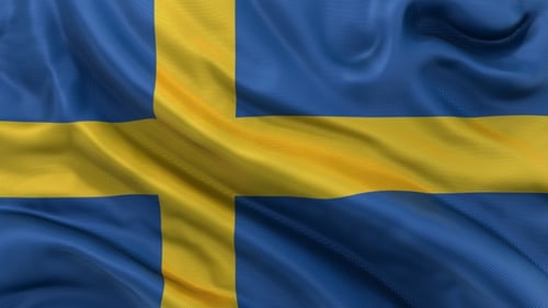 Waving Sweden Flag Realistic Alpha Channel Transition