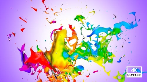 Dynamic Rainbow Paint Splash Animation with Transparent Background