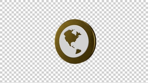 Earth Globe Icon Rotating Golden